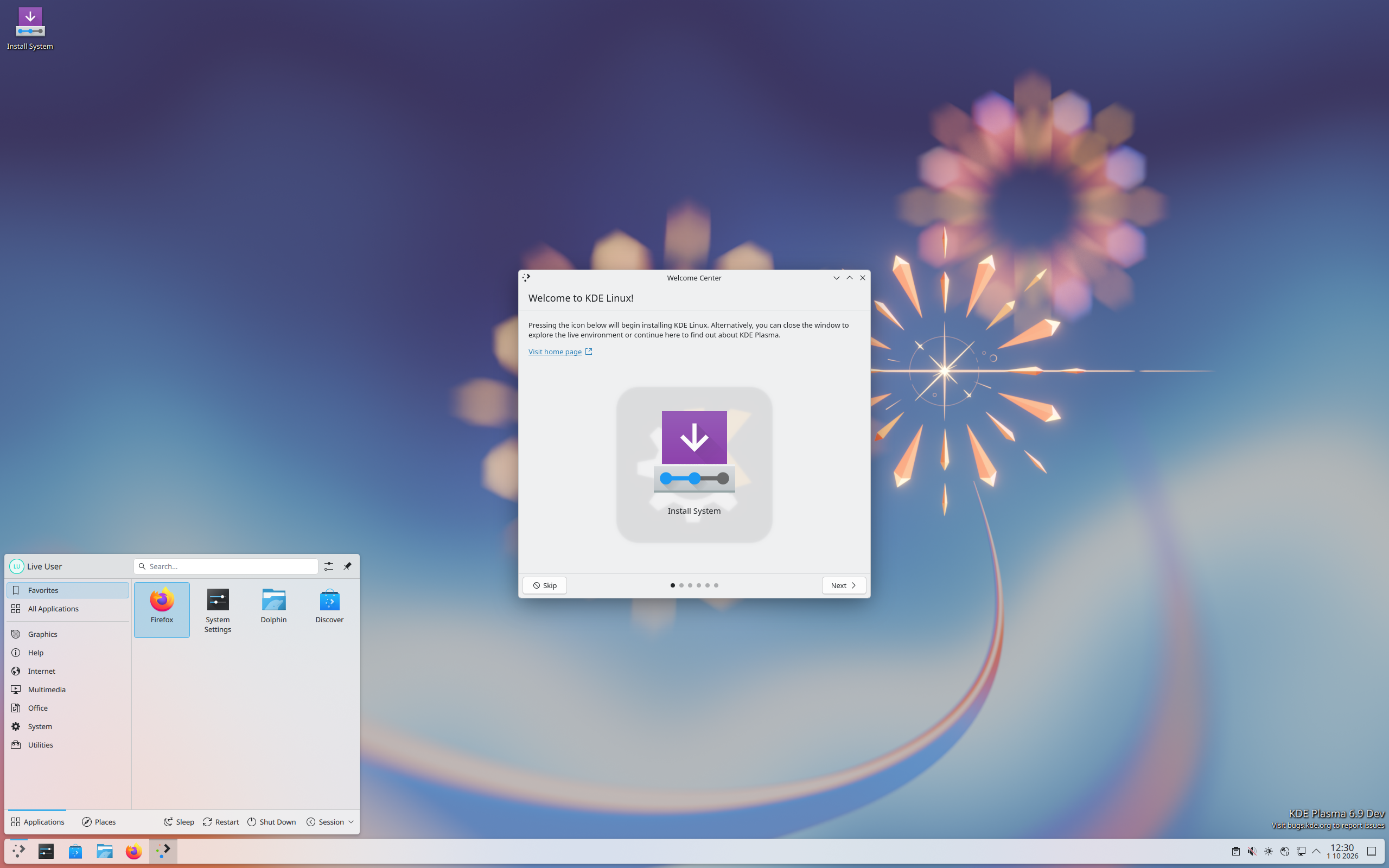 KDE Linux desktop screenshot: 20261001 kde