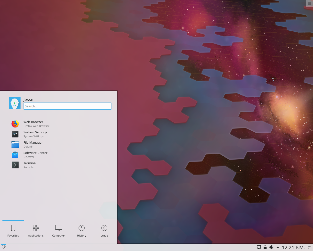 KDE neon desktop screenshot: 20190215 menu
