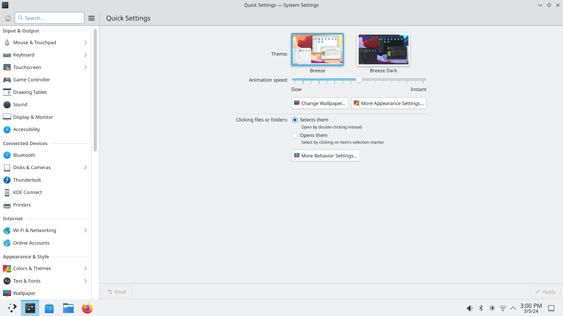 KDE neon desktop screenshot: 20240304 plasma 6 system settings