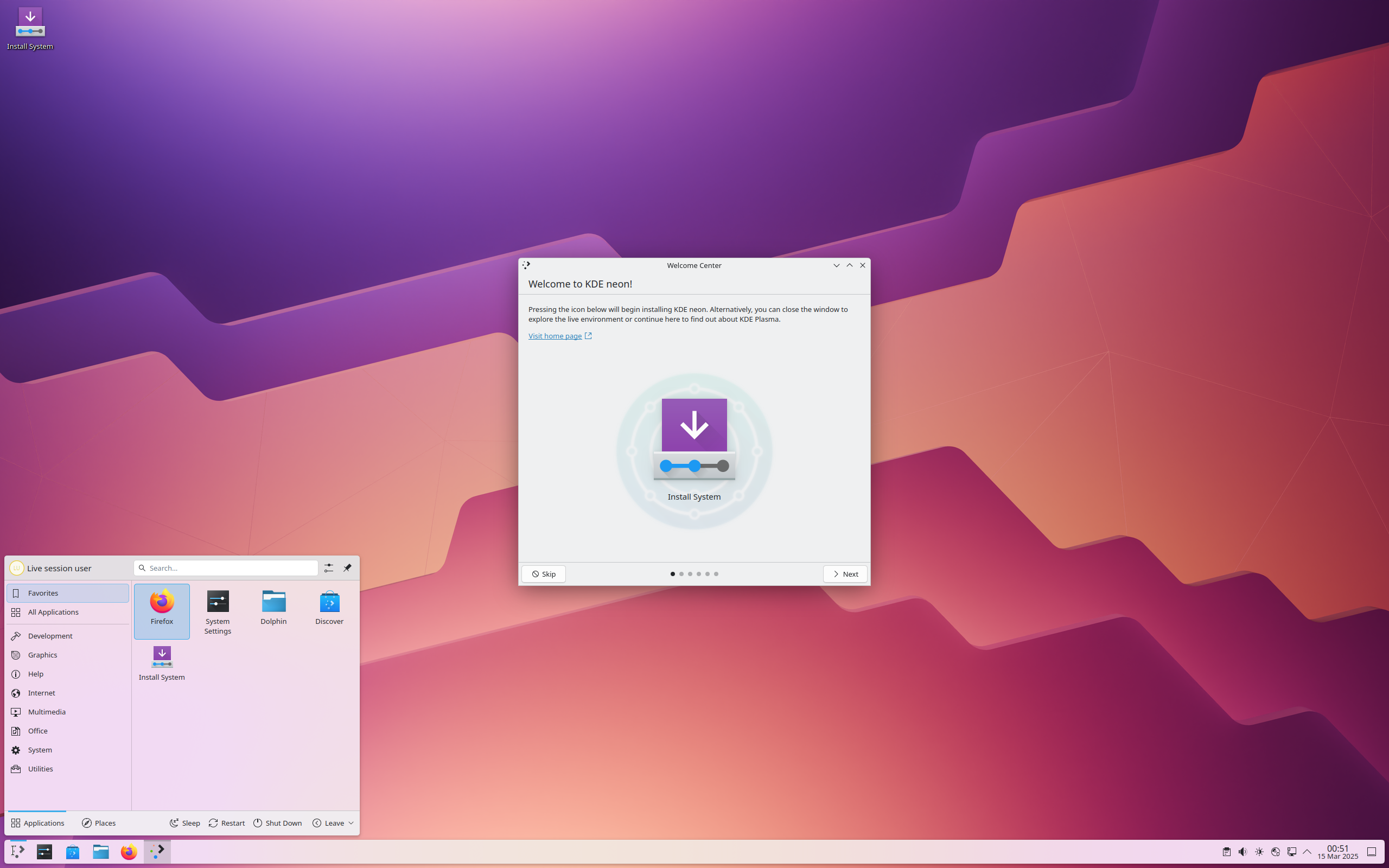 KDE neon desktop screenshot: 20250314