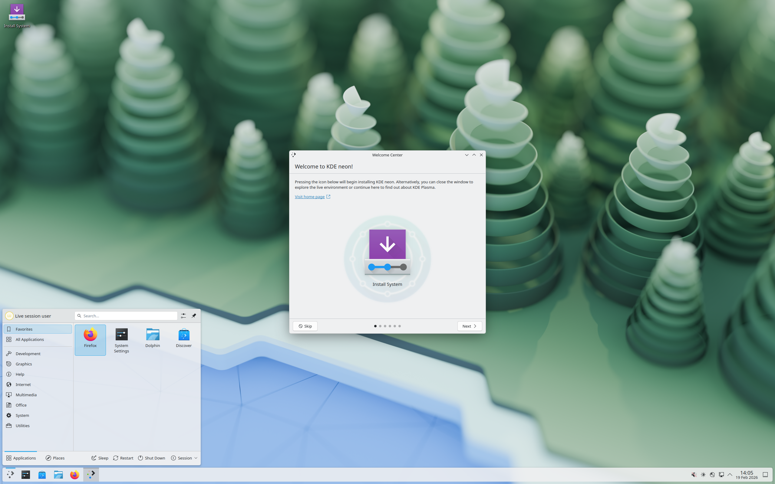 KDE neon desktop screenshot: 20260219