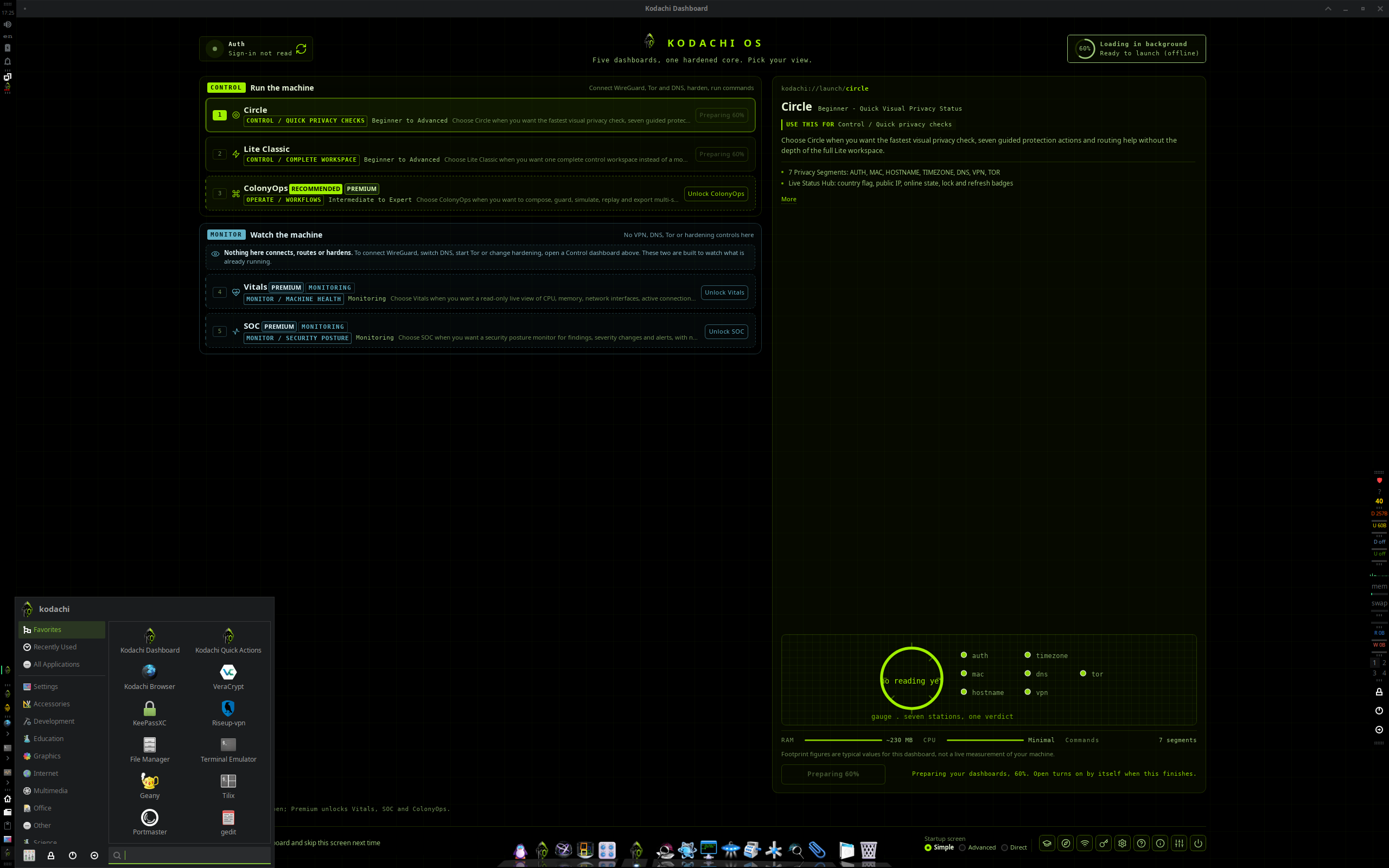 Kodachi desktop screenshot: 10.0.3 xfce