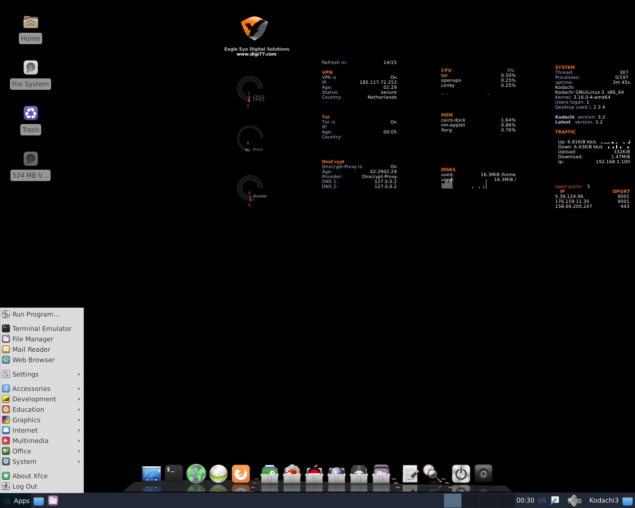 Kodachi desktop screenshot: 3.2