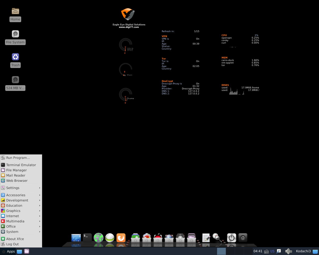 Kodachi desktop screenshot: 3.3