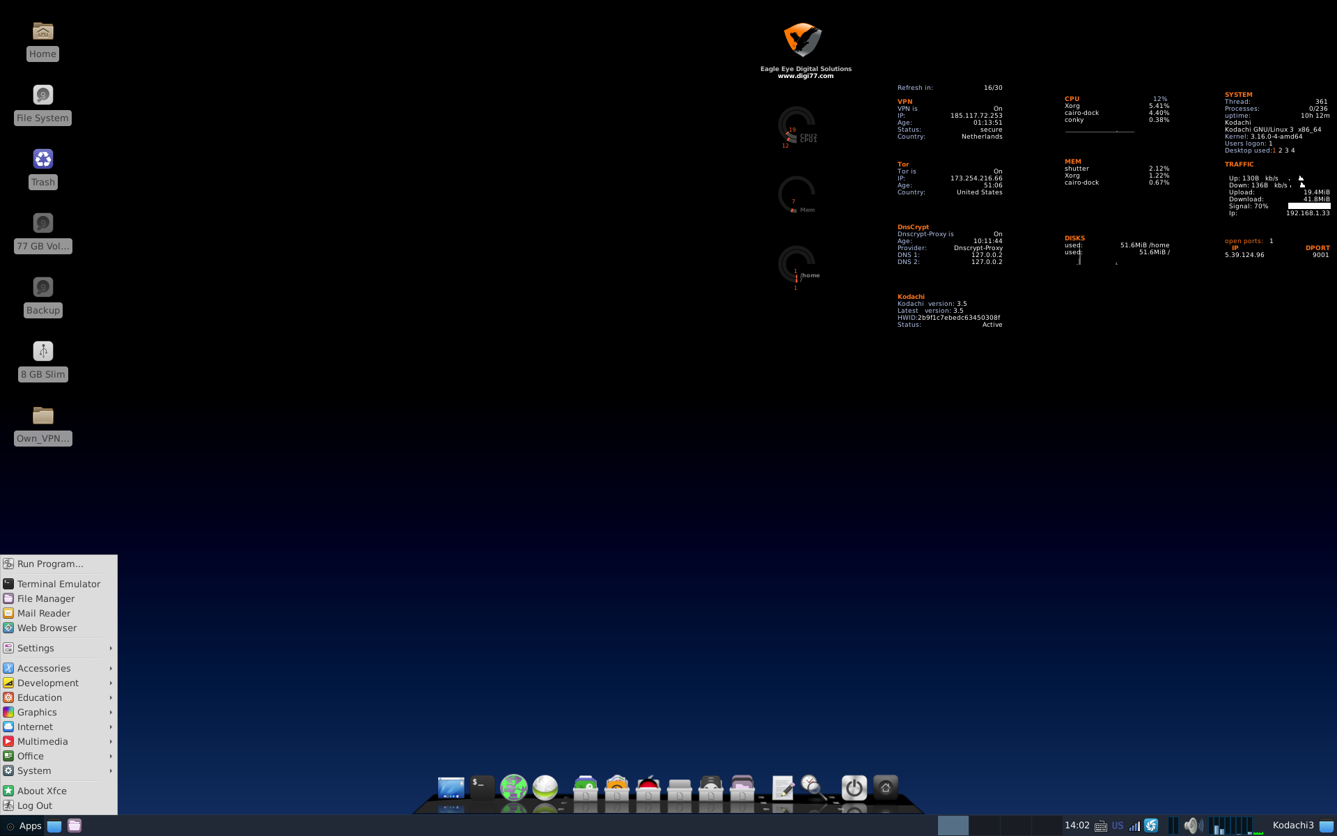 Kodachi desktop screenshot: 3.5