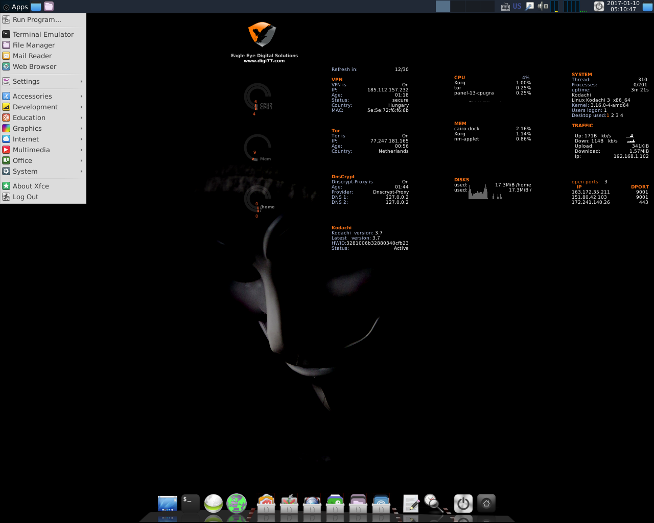 Kodachi desktop screenshot: 3.7