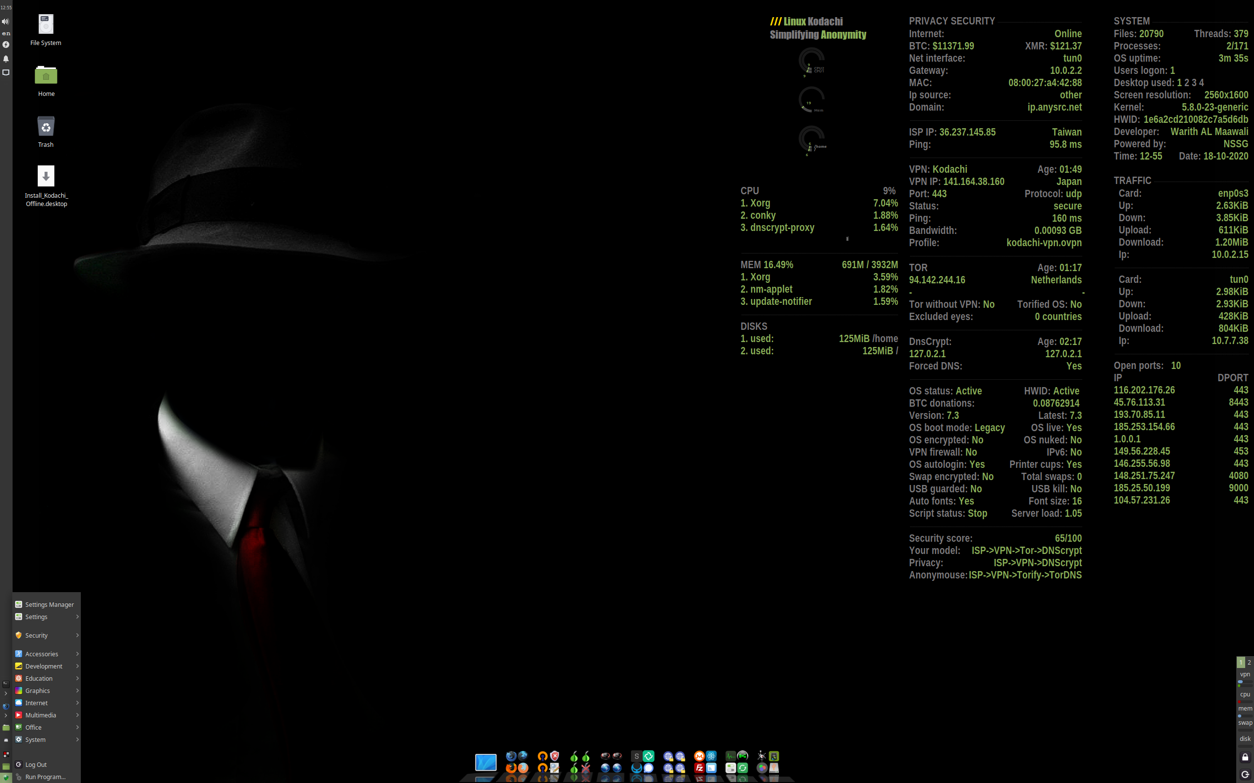 Kodachi desktop screenshot: 7.3