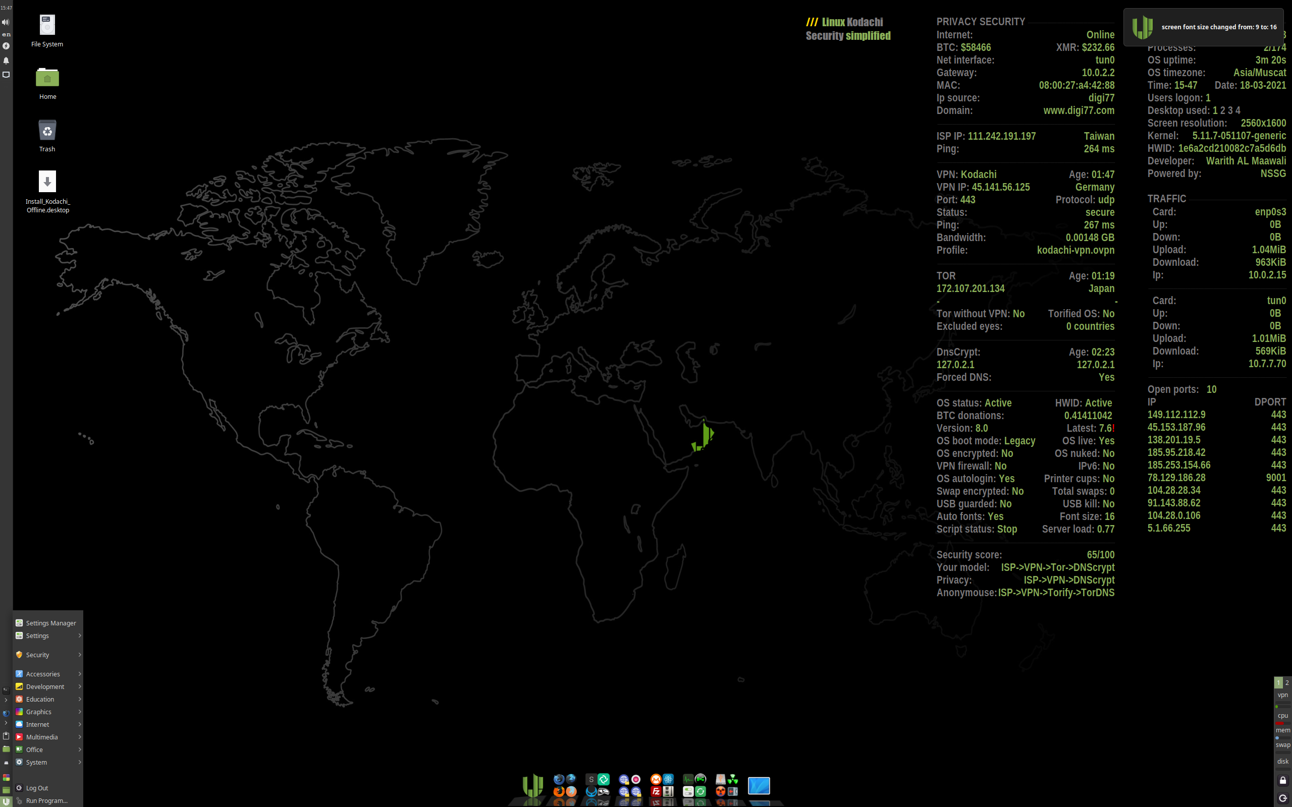 Kodachi desktop screenshot: 8.0
