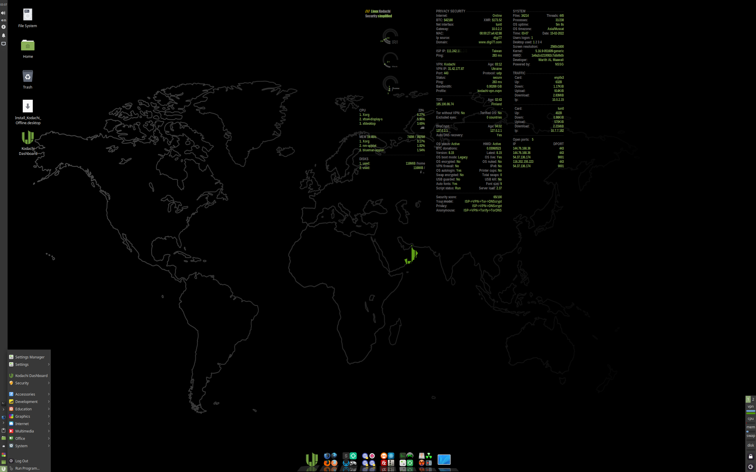 Kodachi desktop screenshot: 8.15