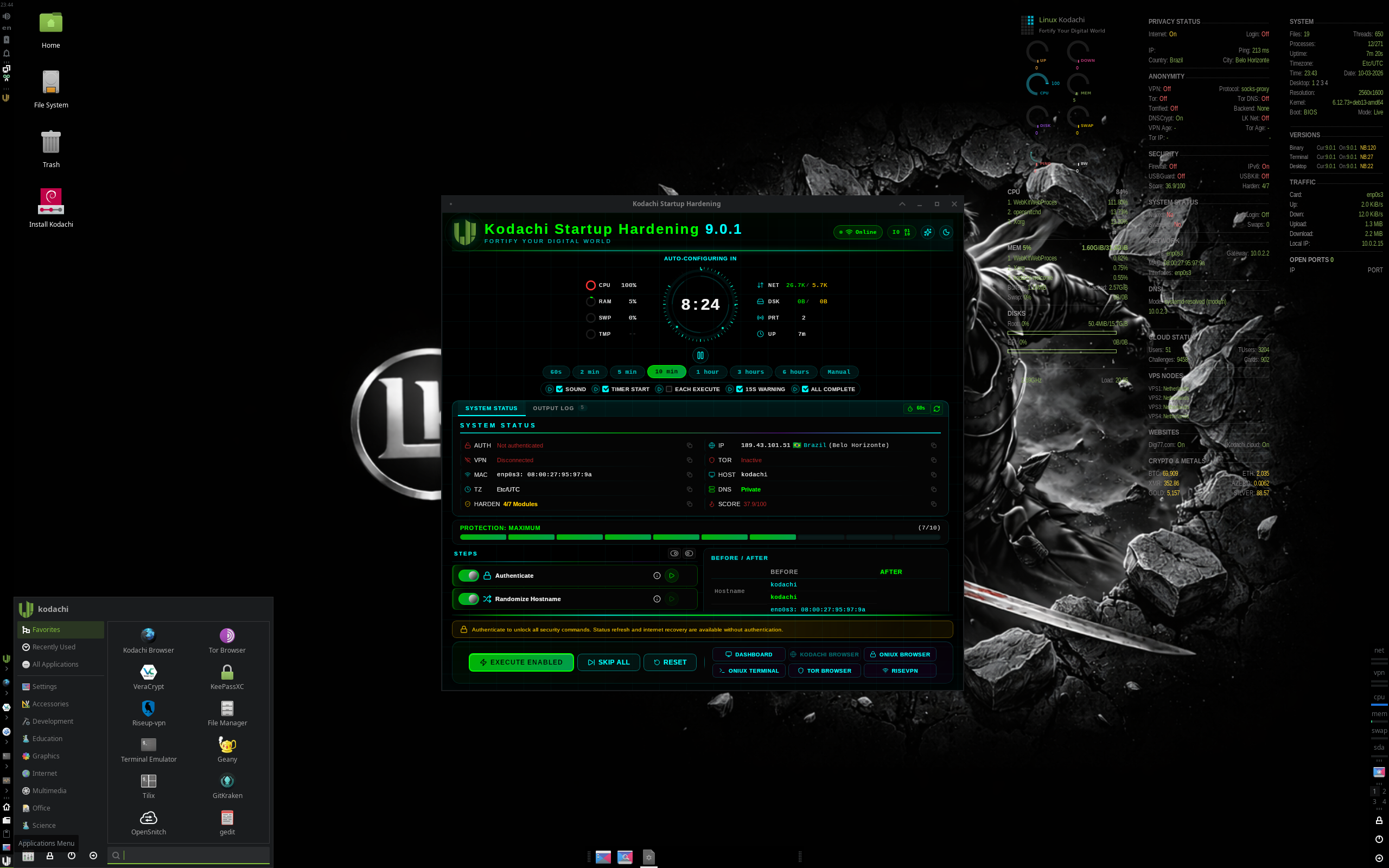 Kodachi desktop screenshot: 9.0.1