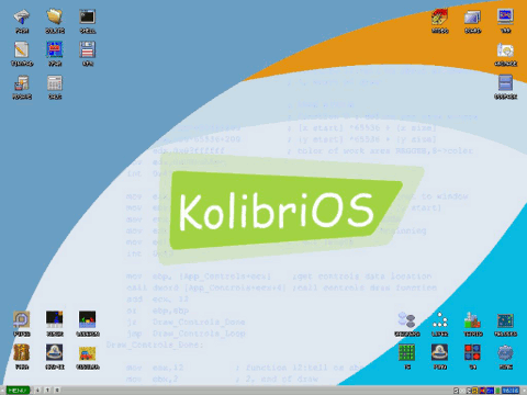 KolibriOS desktop screenshot: Distribution overview