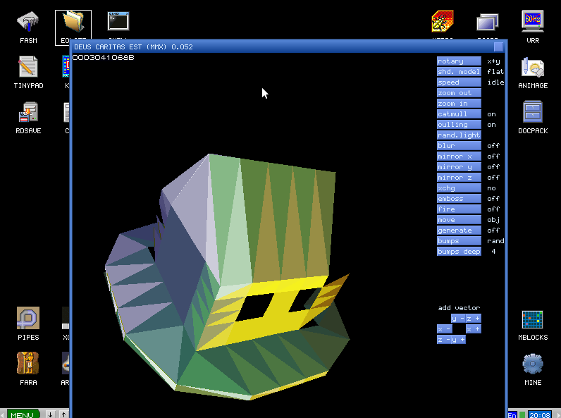 KolibriOS desktop screenshot: 0.7.5 graphic demo