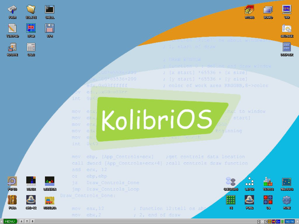 KolibriOS desktop screenshot: 0.7.7.0
