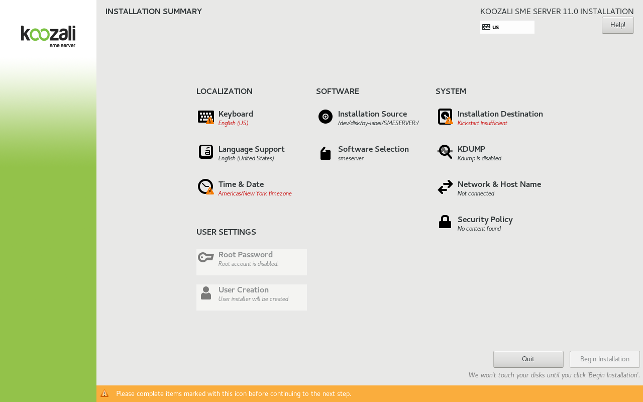 Koozali desktop screenshot: 11.0