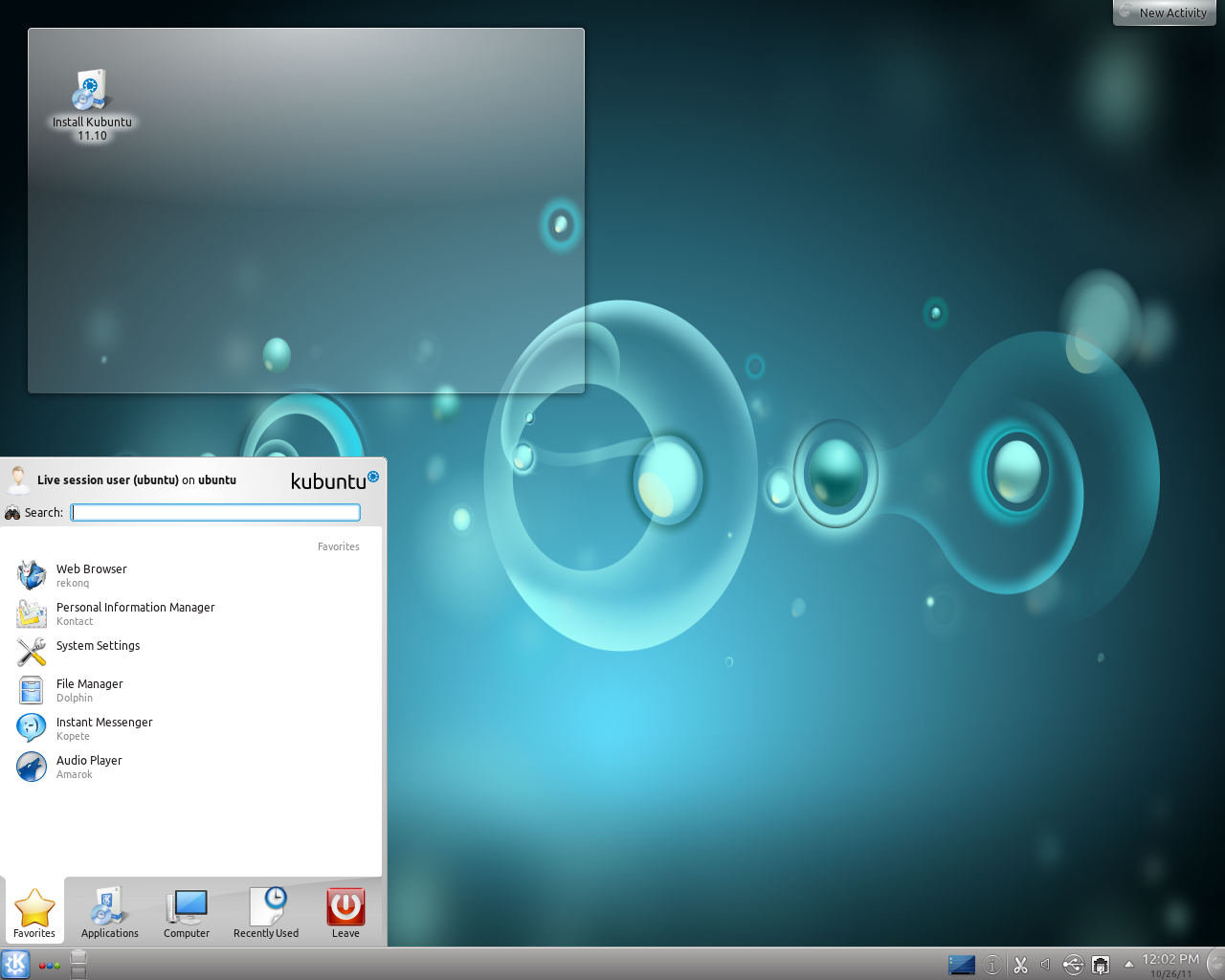 Kubuntu desktop screenshot: 11.10