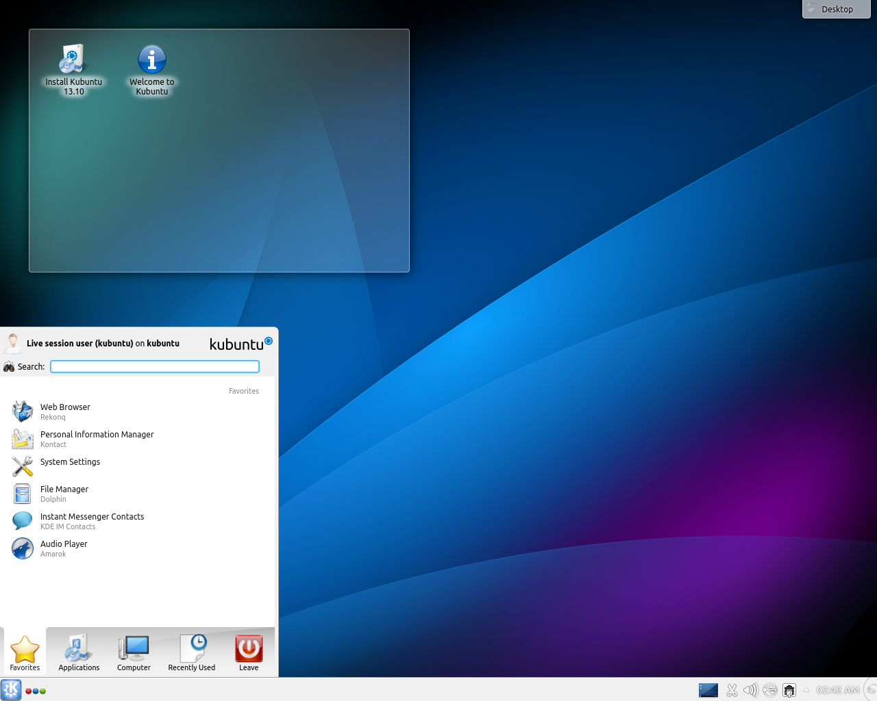 Kubuntu desktop screenshot: 13.10