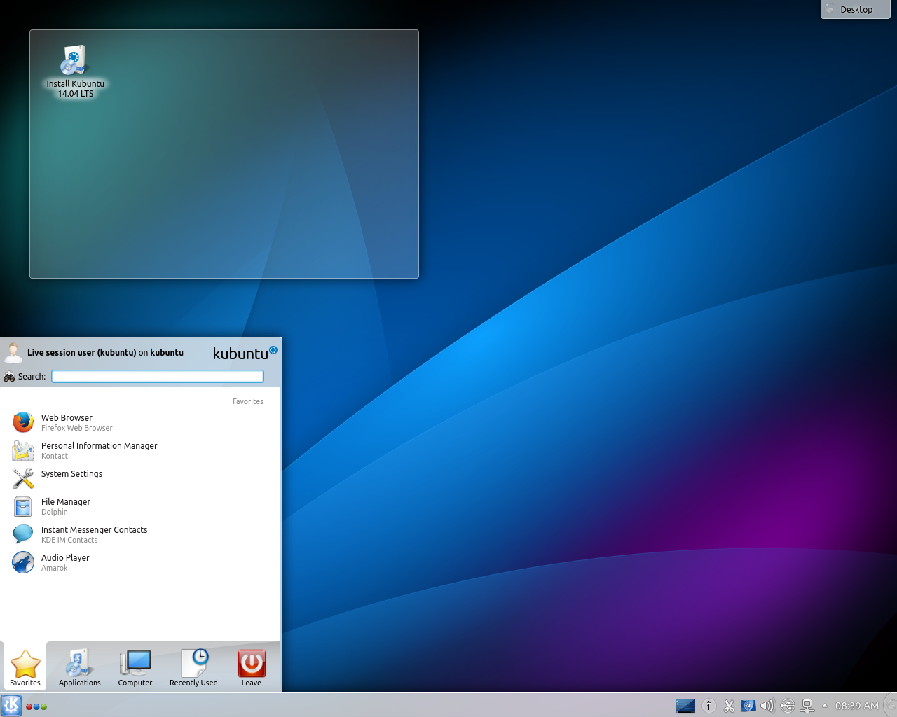 Kubuntu desktop screenshot: 14.04
