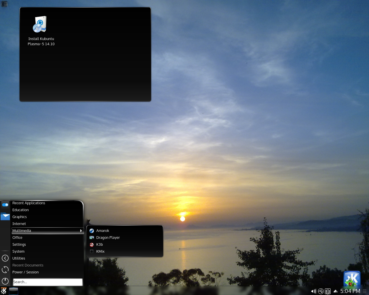 Kubuntu desktop screenshot: 14.10 plasma 5
