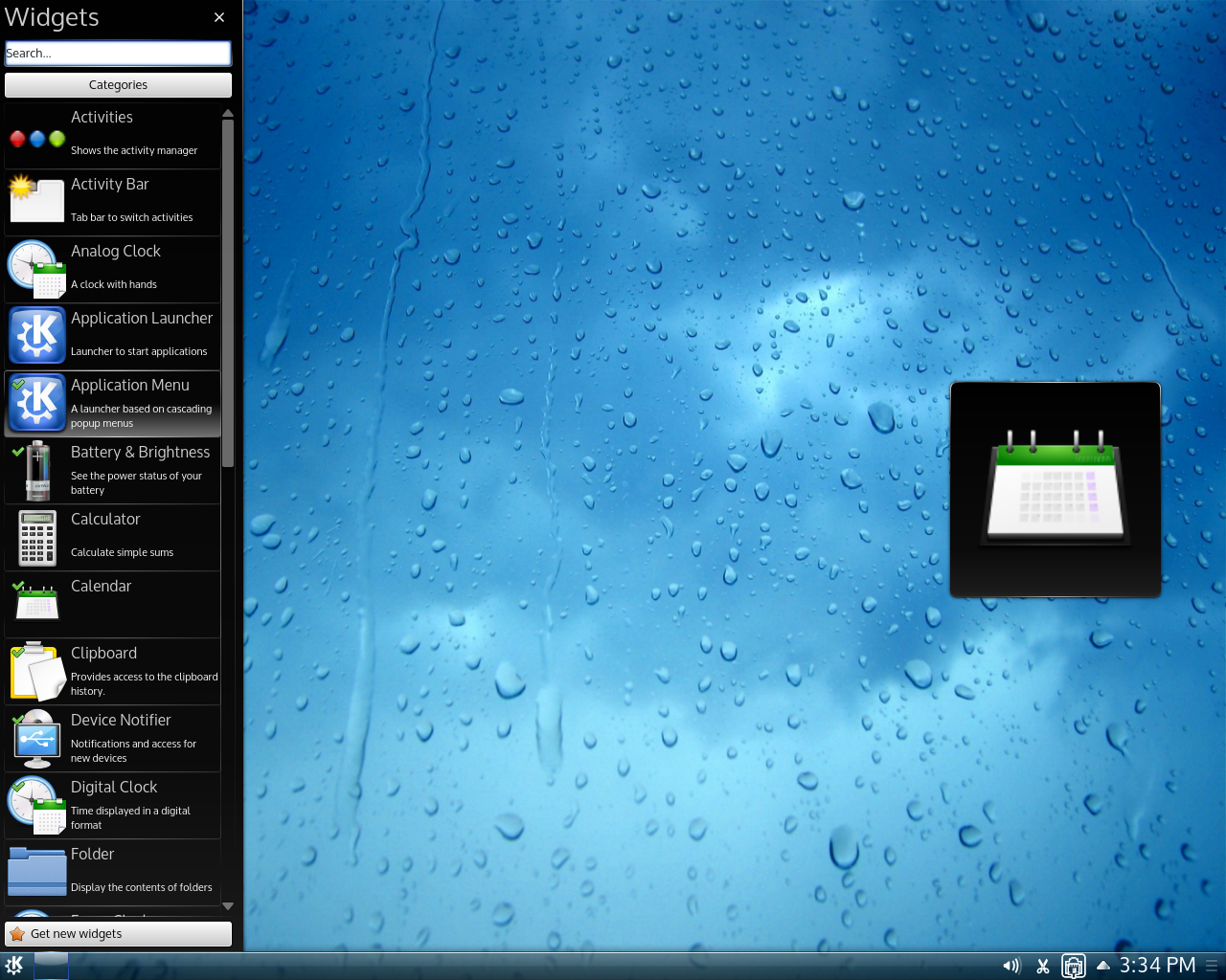 Kubuntu desktop screenshot: 14.10 widgets
