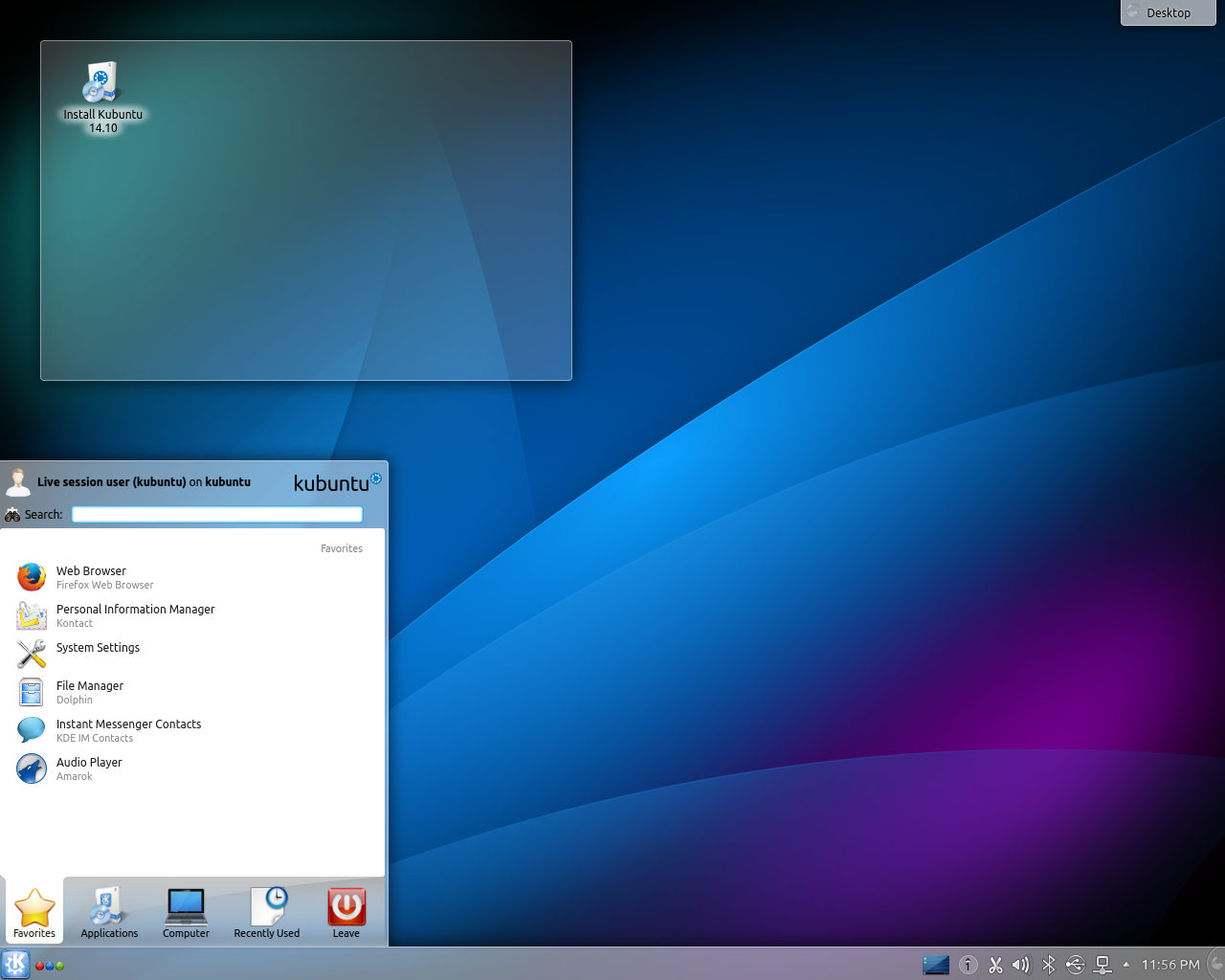 Kubuntu desktop screenshot: 14.10