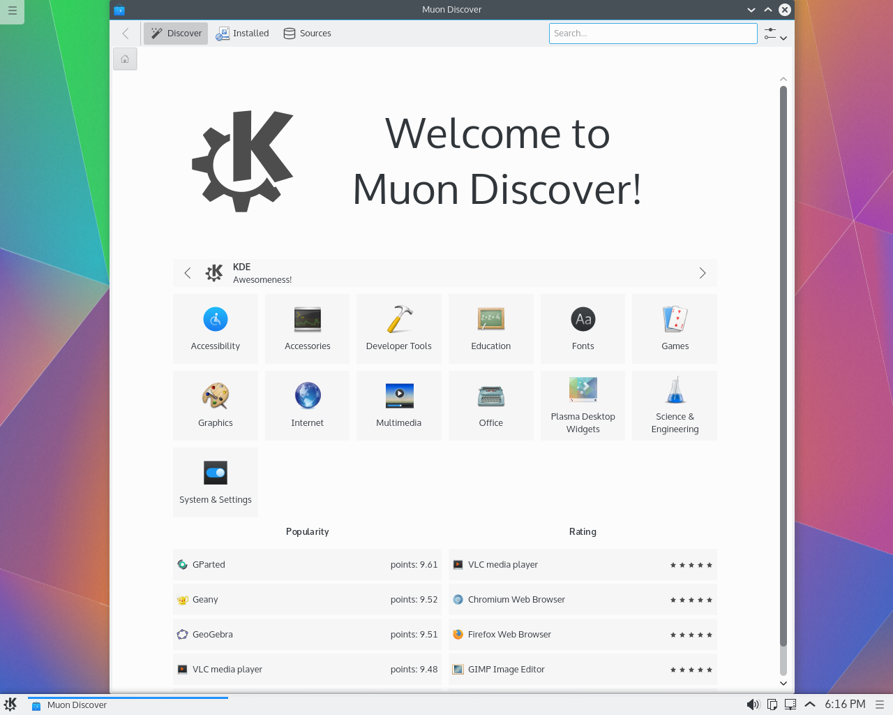 Kubuntu desktop screenshot: 15.04 muon