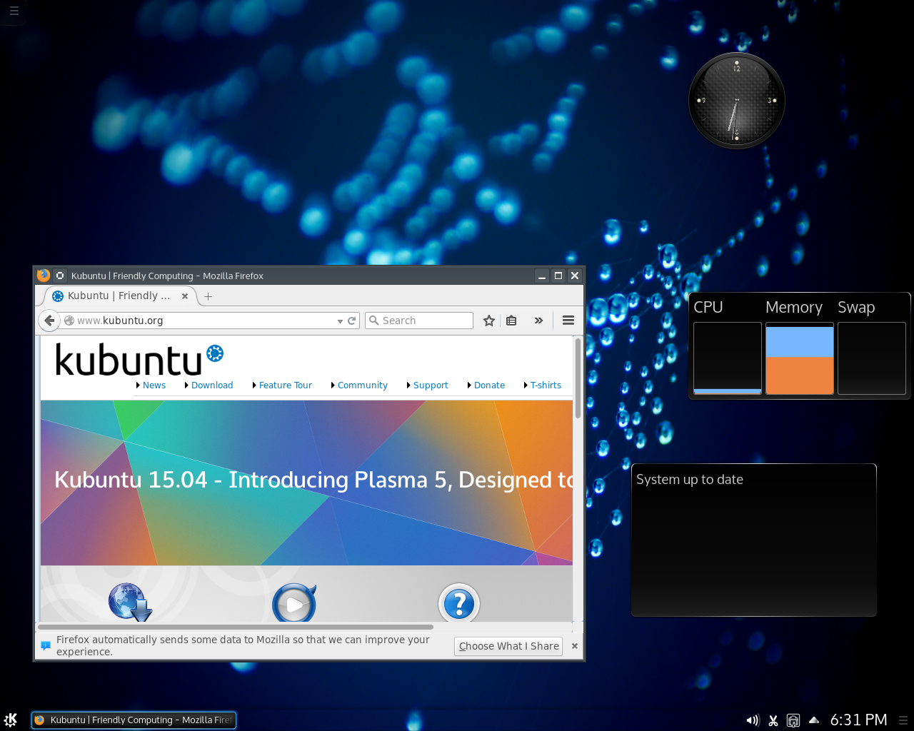 Kubuntu desktop screenshot: 15.04 widgets