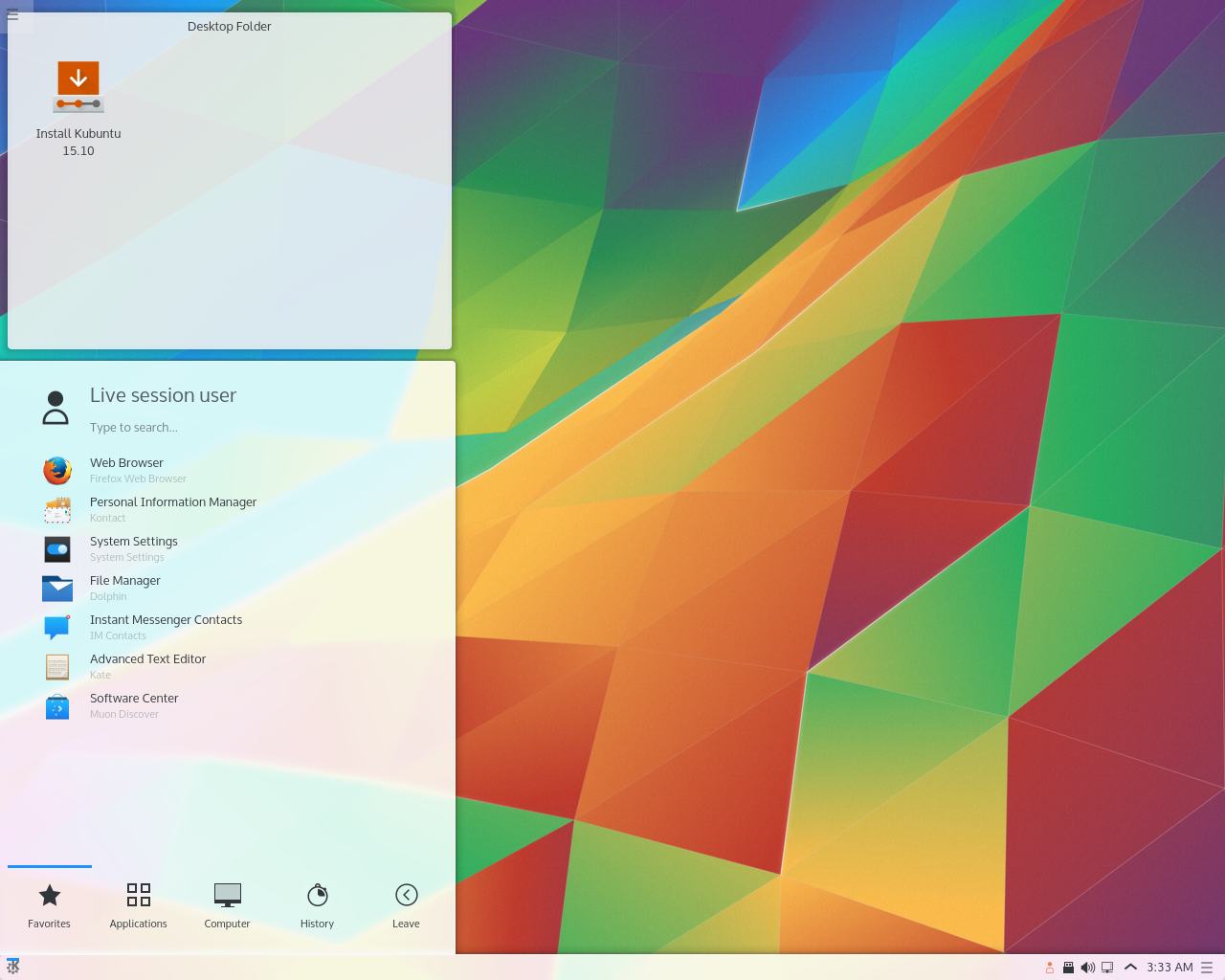 Kubuntu desktop screenshot: 15.10