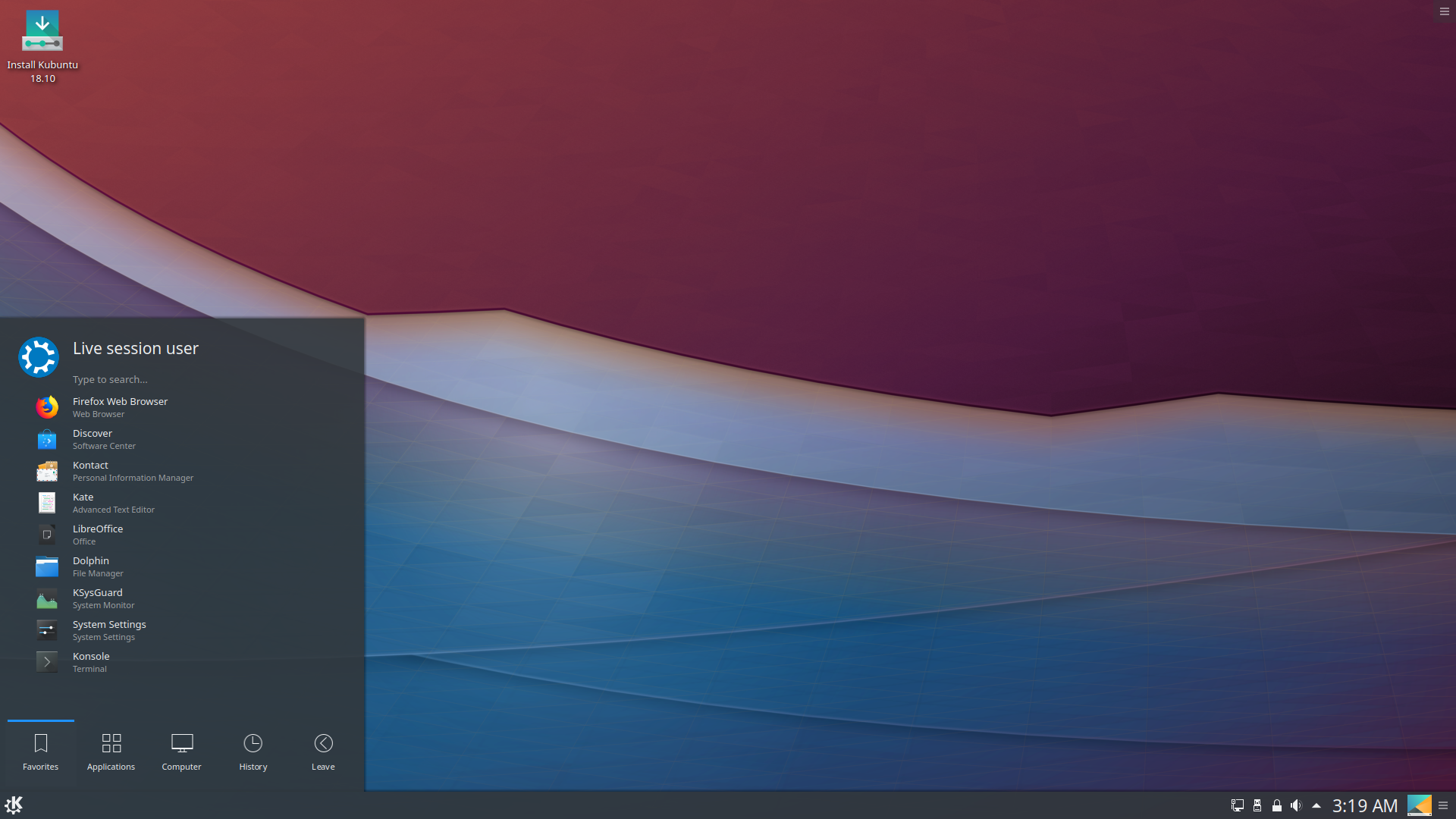 Kubuntu desktop screenshot: 18.10