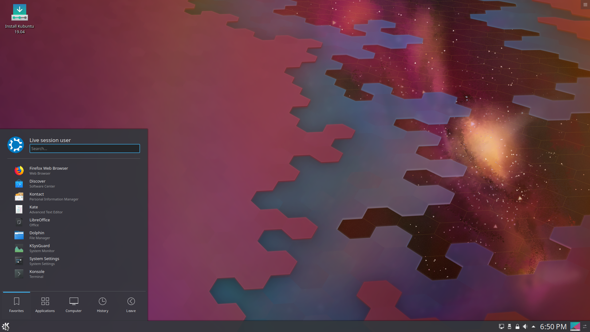 Kubuntu desktop screenshot: 19.04