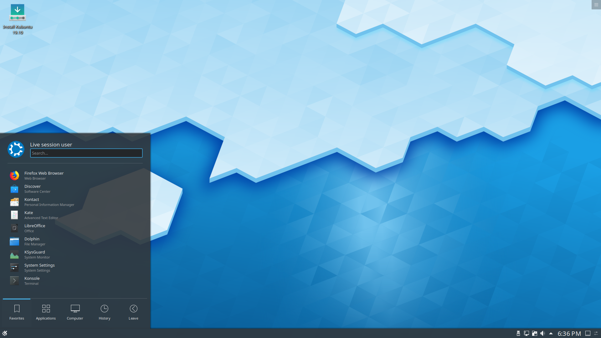 Kubuntu desktop screenshot: 19.10