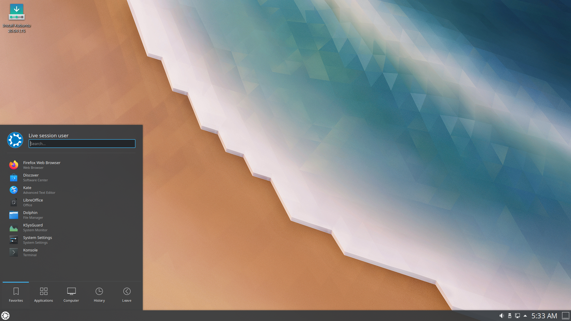 Kubuntu desktop screenshot: 20.04