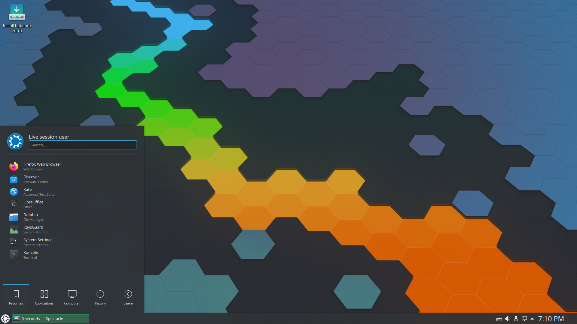Kubuntu desktop screenshot: 20.10