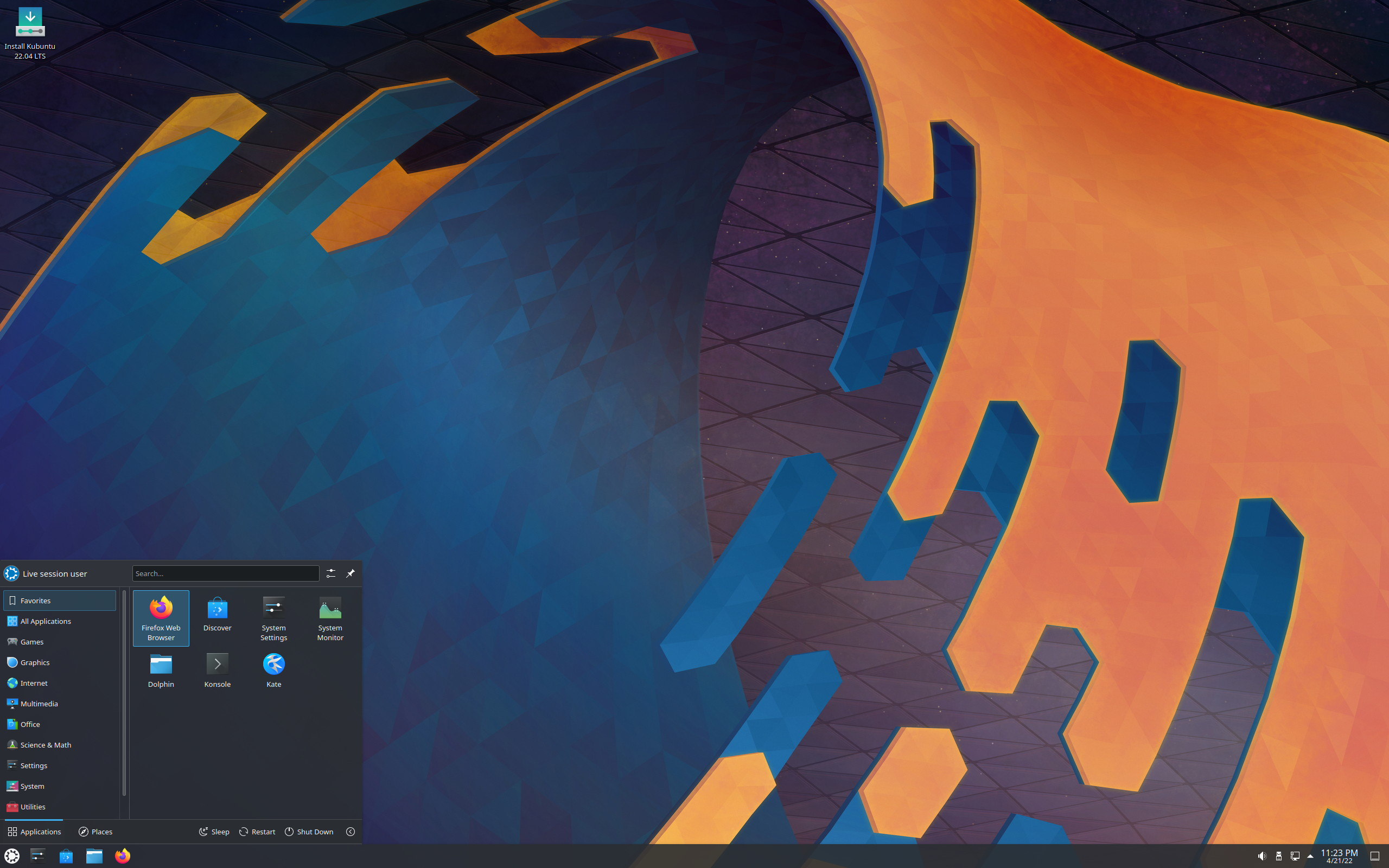 Kubuntu desktop screenshot: 22.04