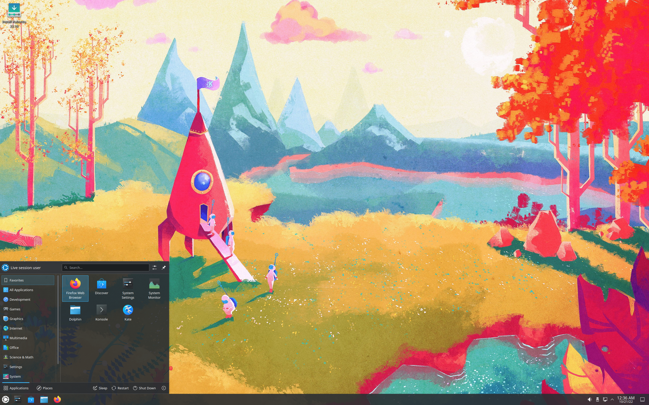 Kubuntu desktop screenshot: 22.10