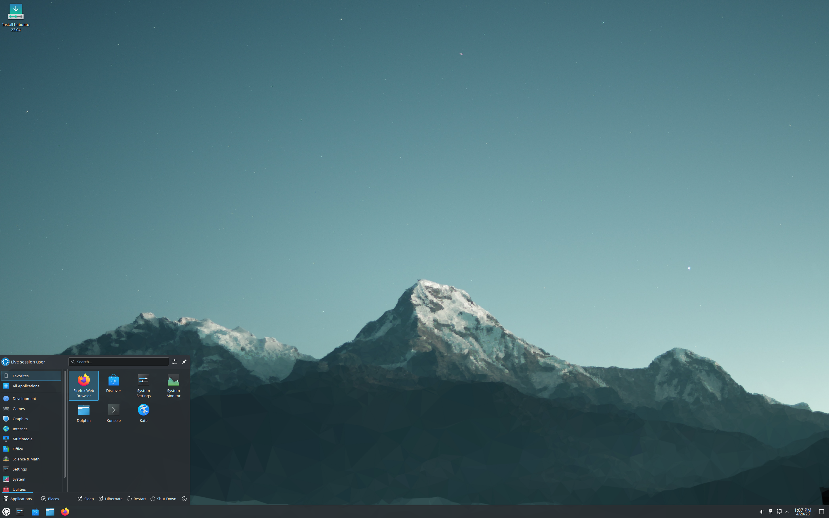 Kubuntu desktop screenshot: 23.04