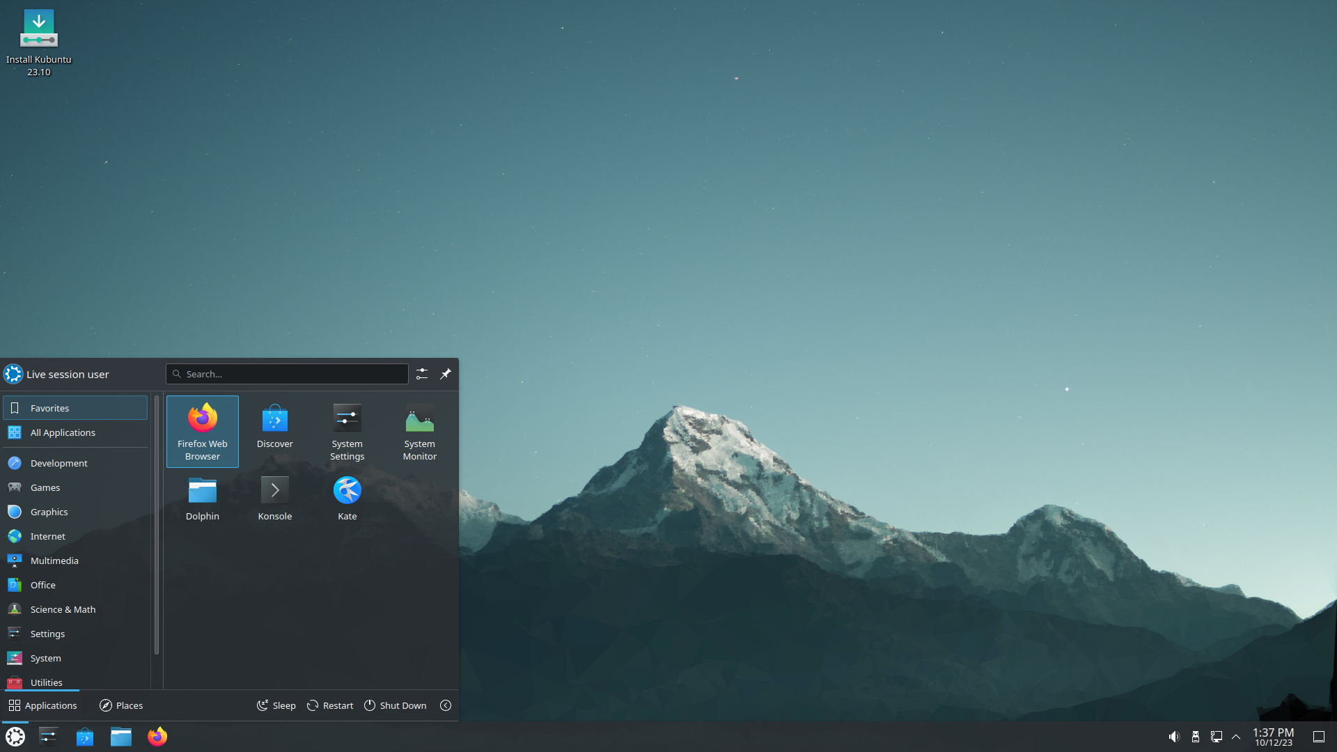 Kubuntu desktop screenshot: 23.10