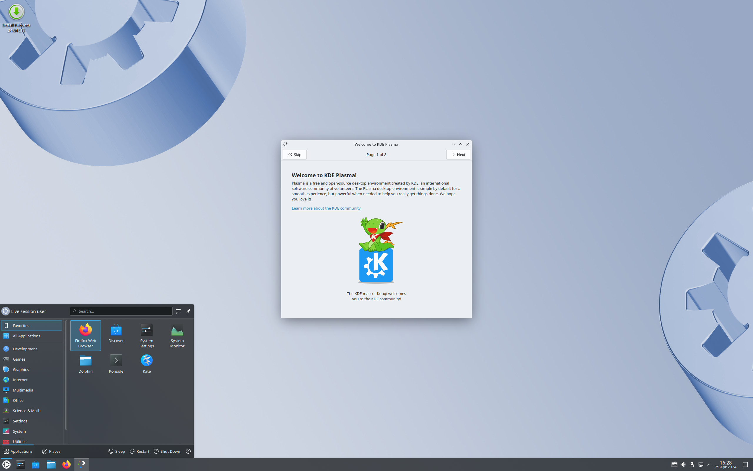 Kubuntu desktop screenshot: 24.04