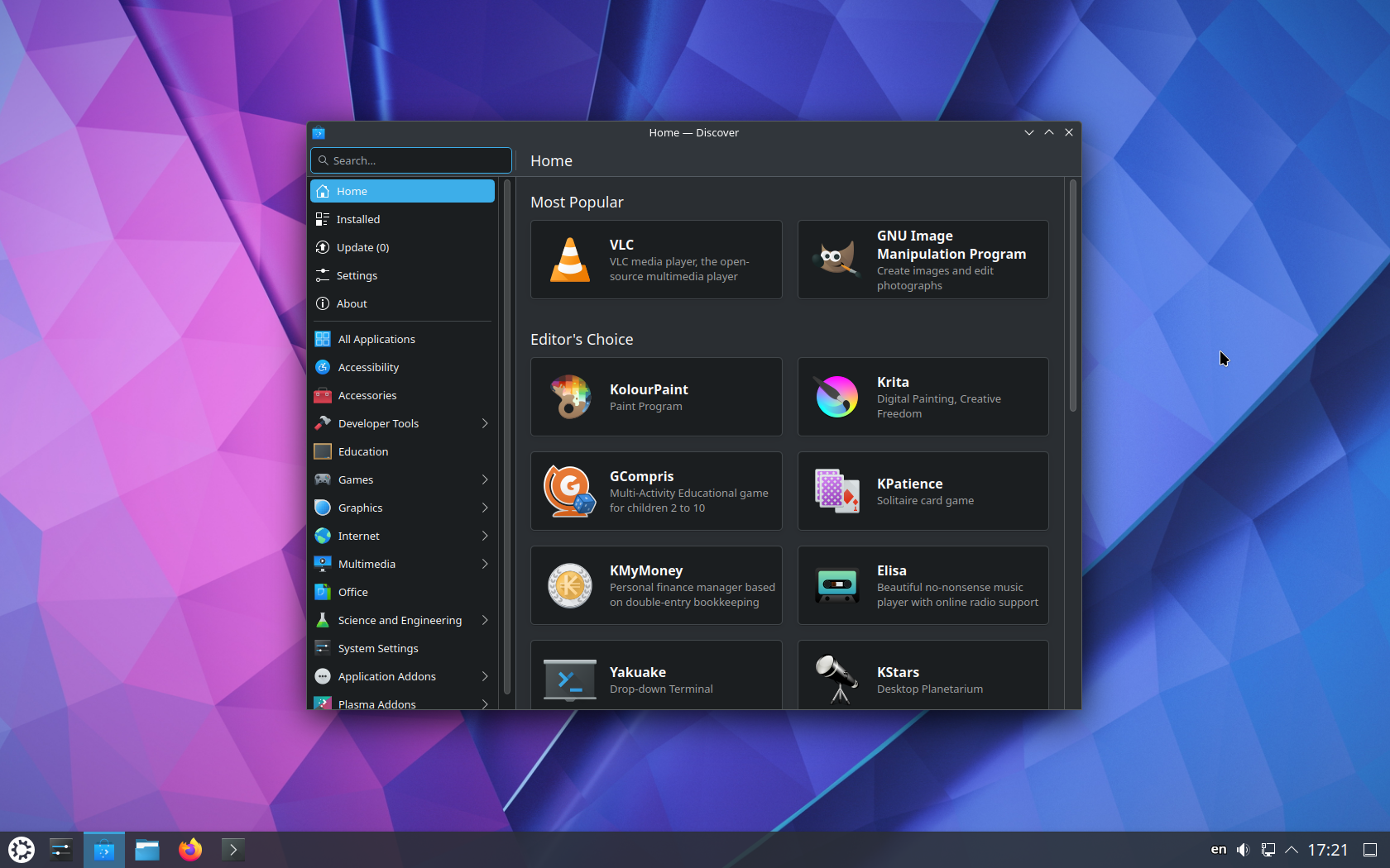 Kubuntu desktop screenshot: 24.10 discover