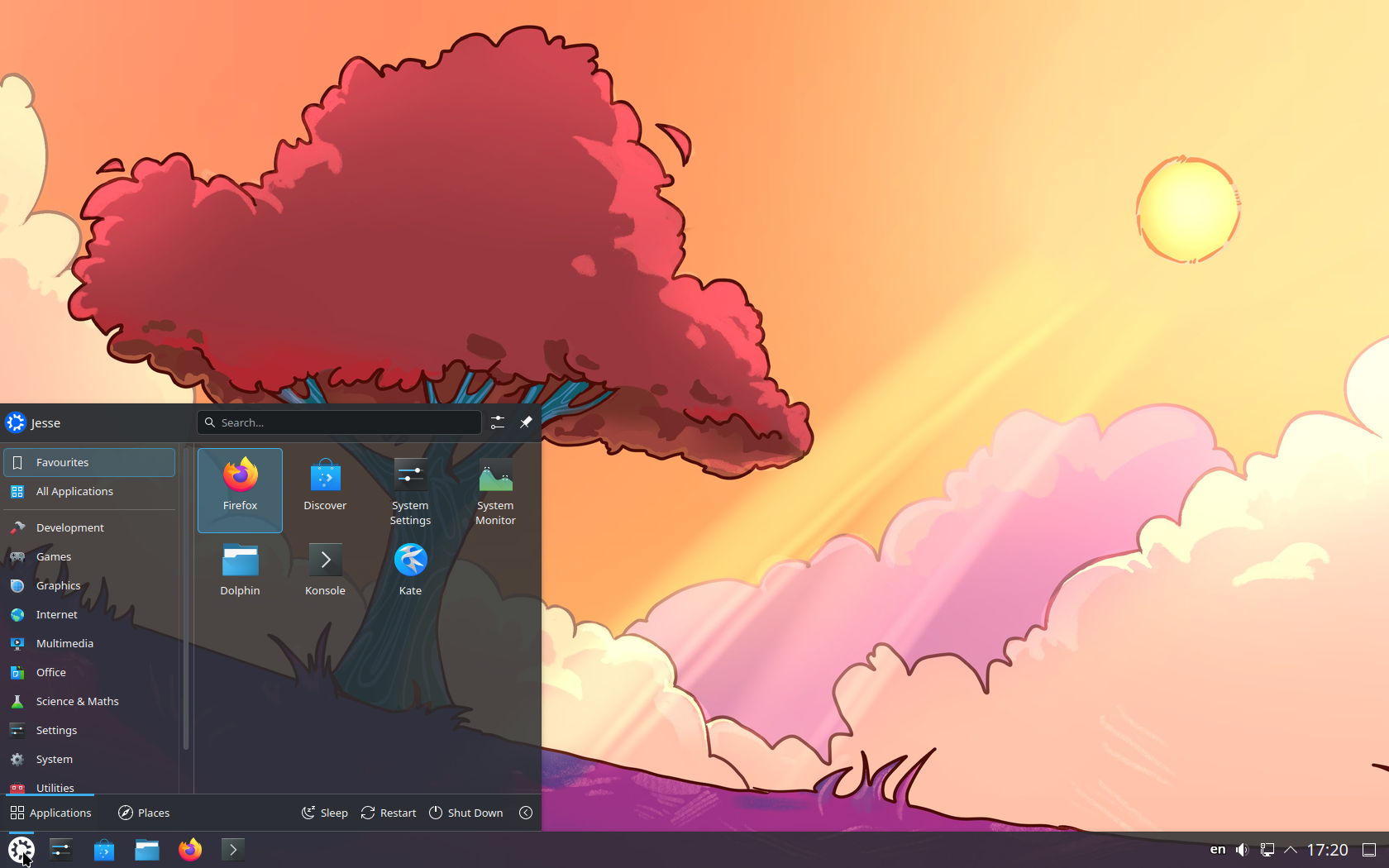 Kubuntu desktop screenshot: 24.10 menu