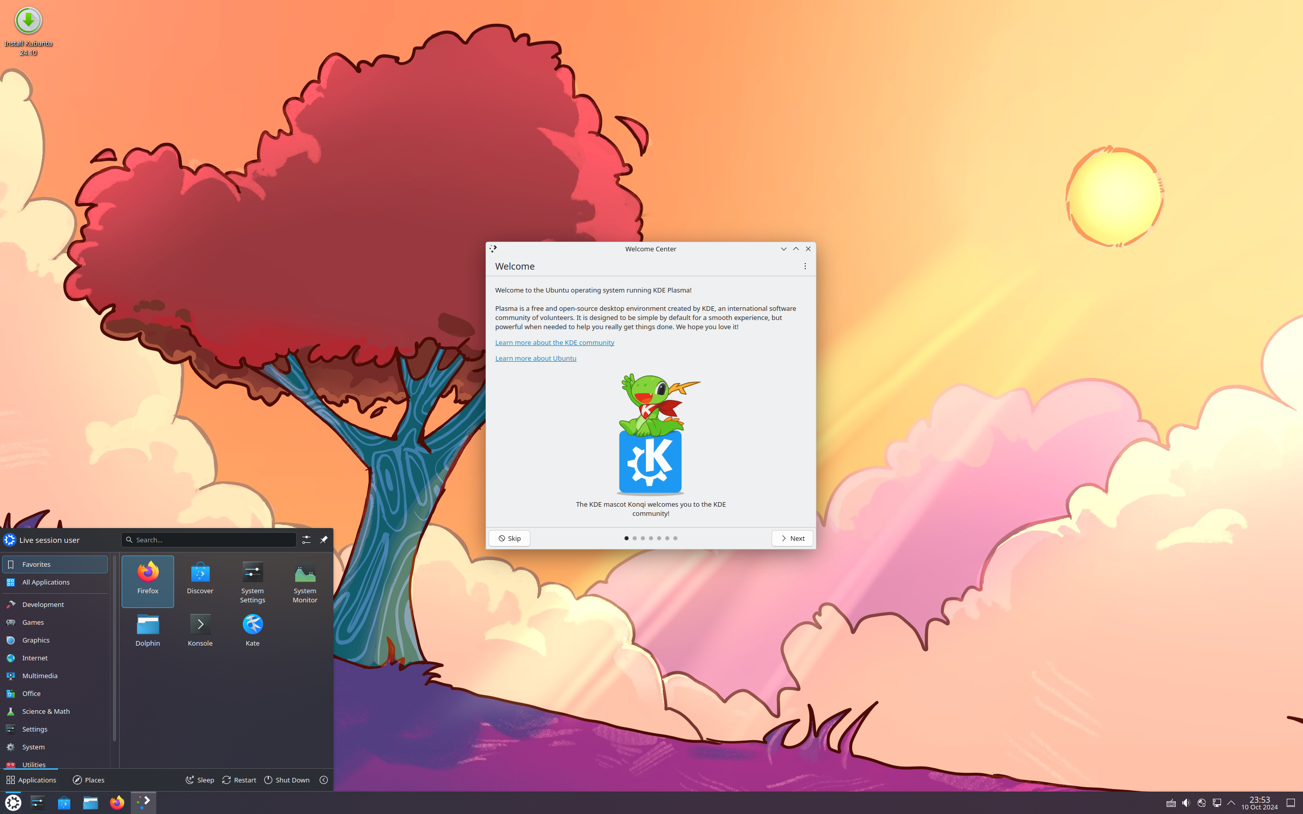 Kubuntu desktop screenshot: 24.10