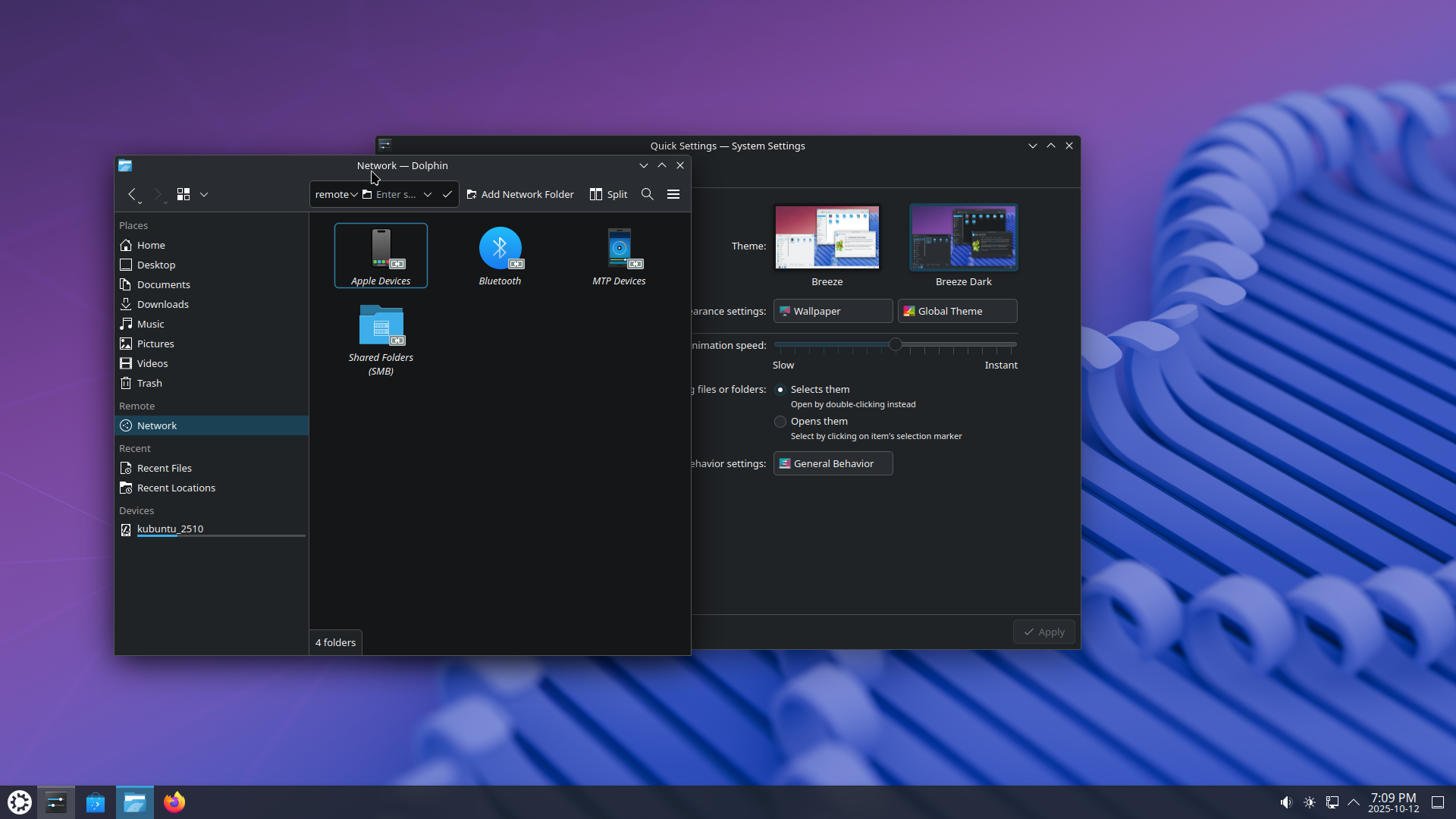 Kubuntu desktop screenshot: 25.10 dark