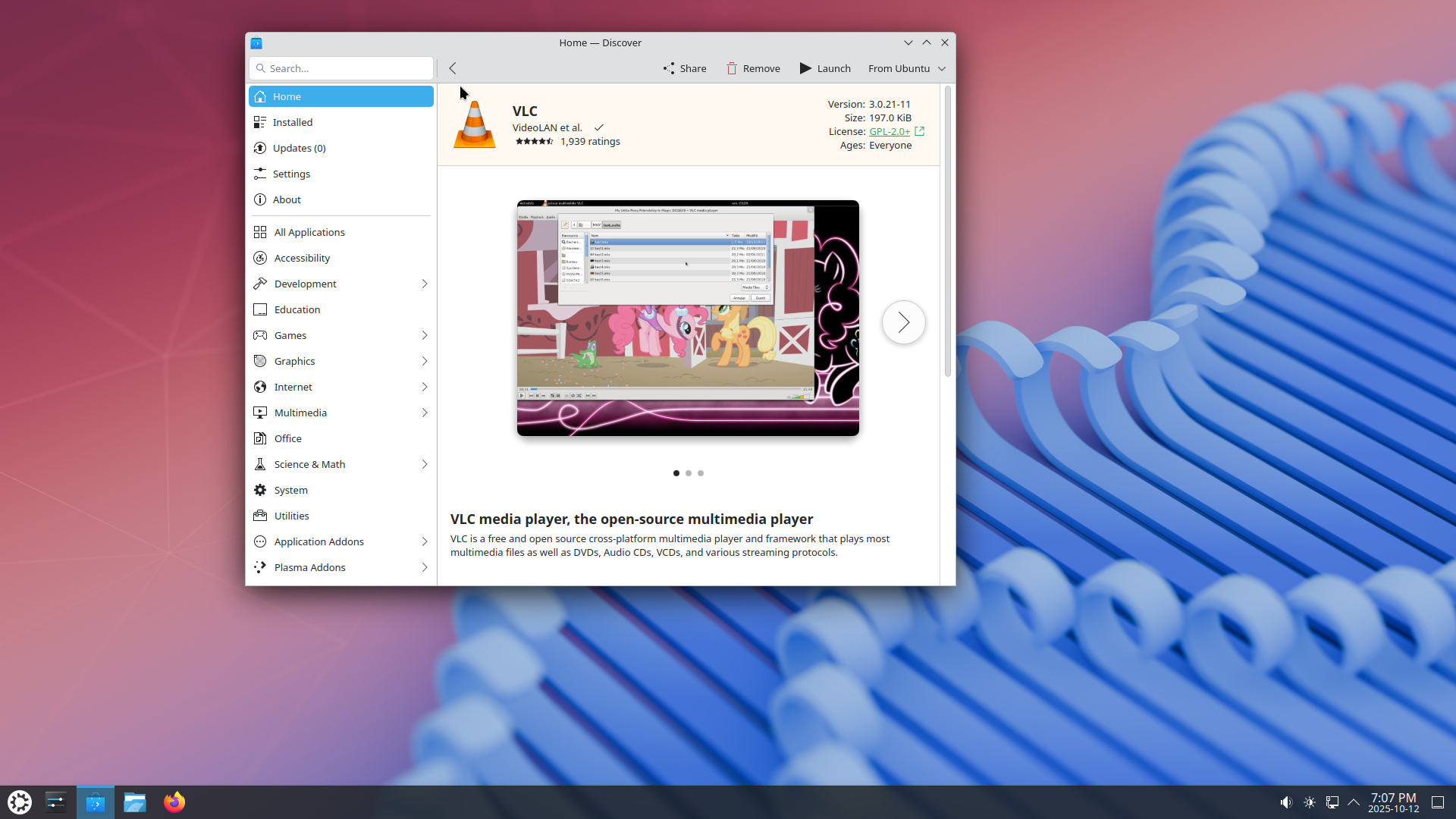 Kubuntu desktop screenshot: 25.10 discover