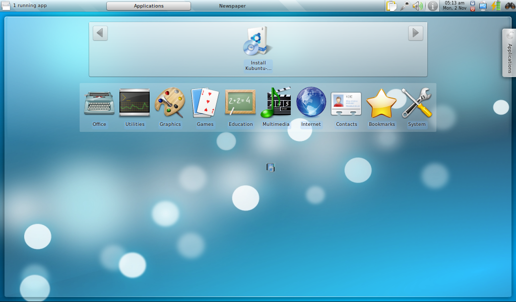 Kubuntu desktop screenshot: 9.10 netbook