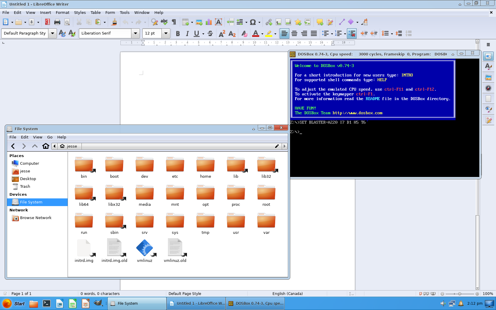 Kumander desktop screenshot: 1.0 files dosbox