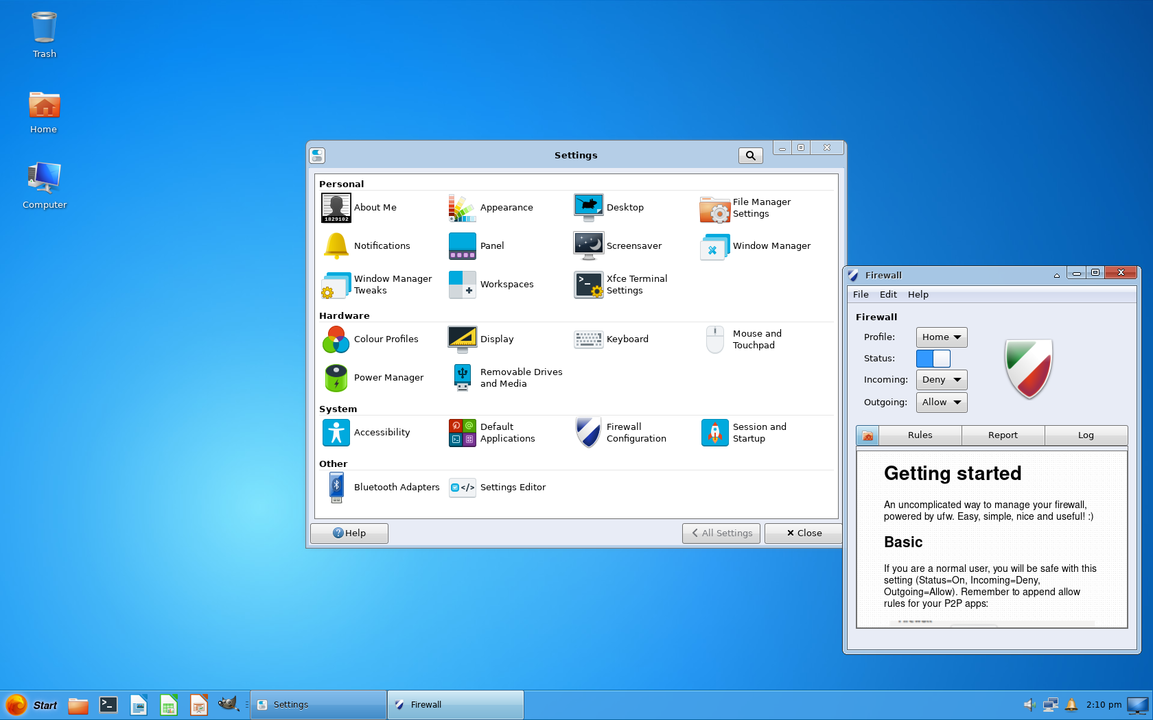 Kumander desktop screenshot: 1.0 settings