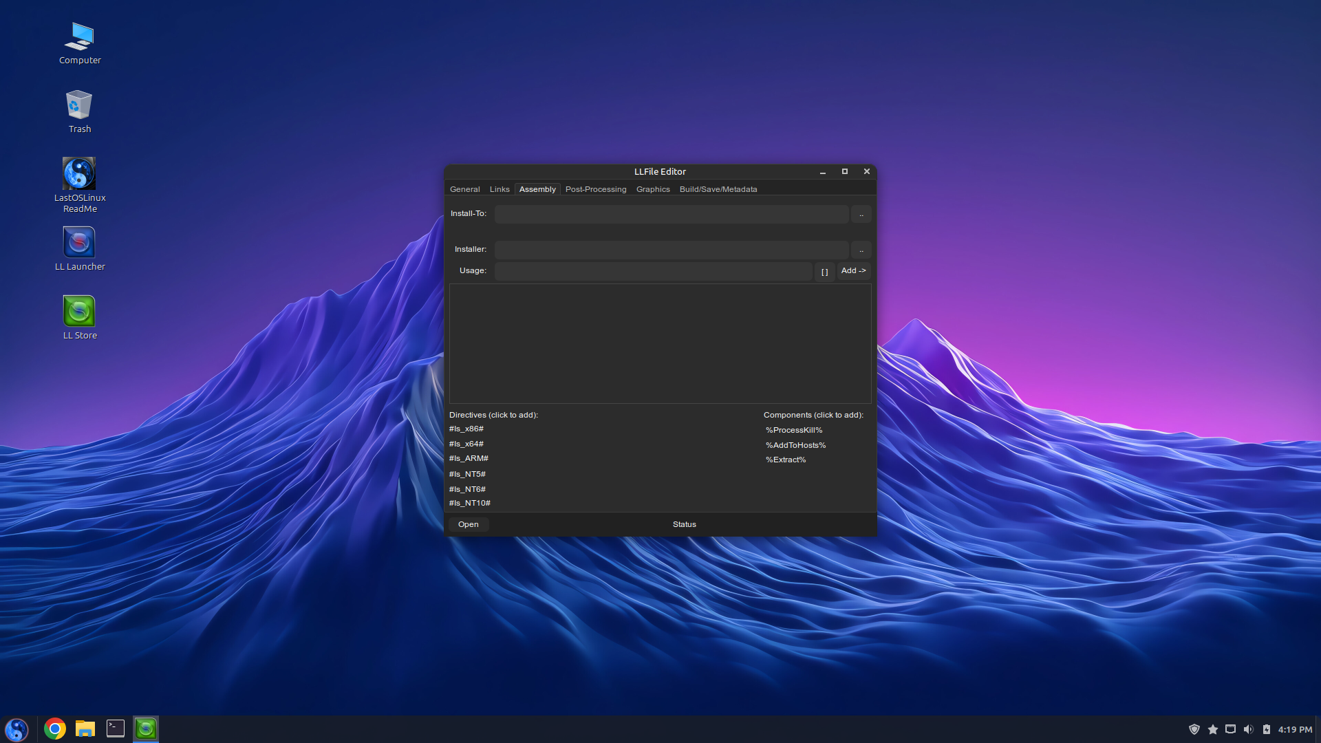LastOSLinux desktop screenshot: 2025 05 25 editor