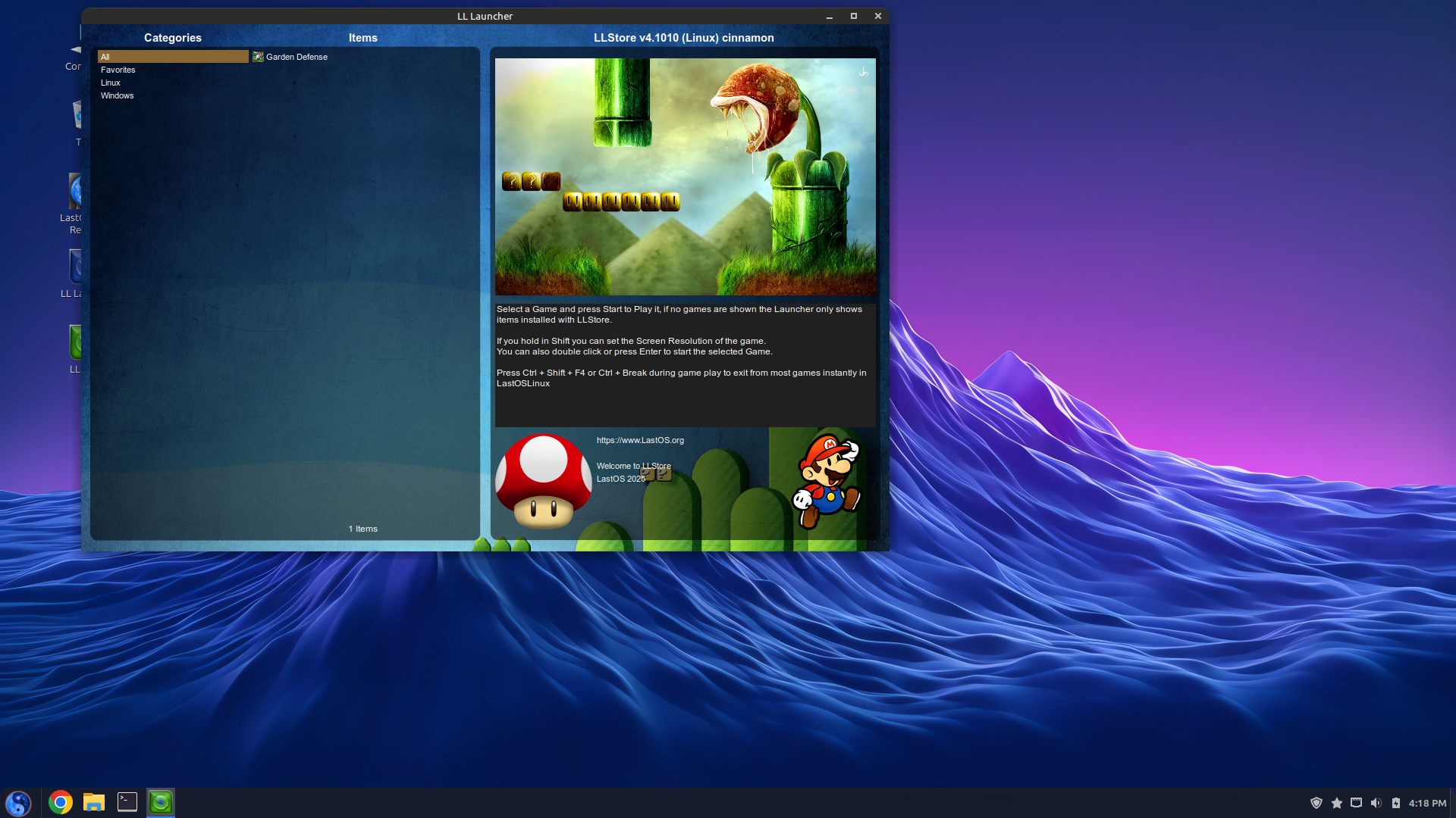 LastOSLinux desktop screenshot: 2025 05 25 launcher