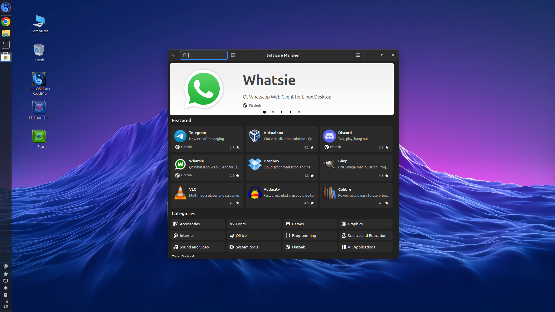 LastOSLinux desktop screenshot: 2025 05 25 mintinstall