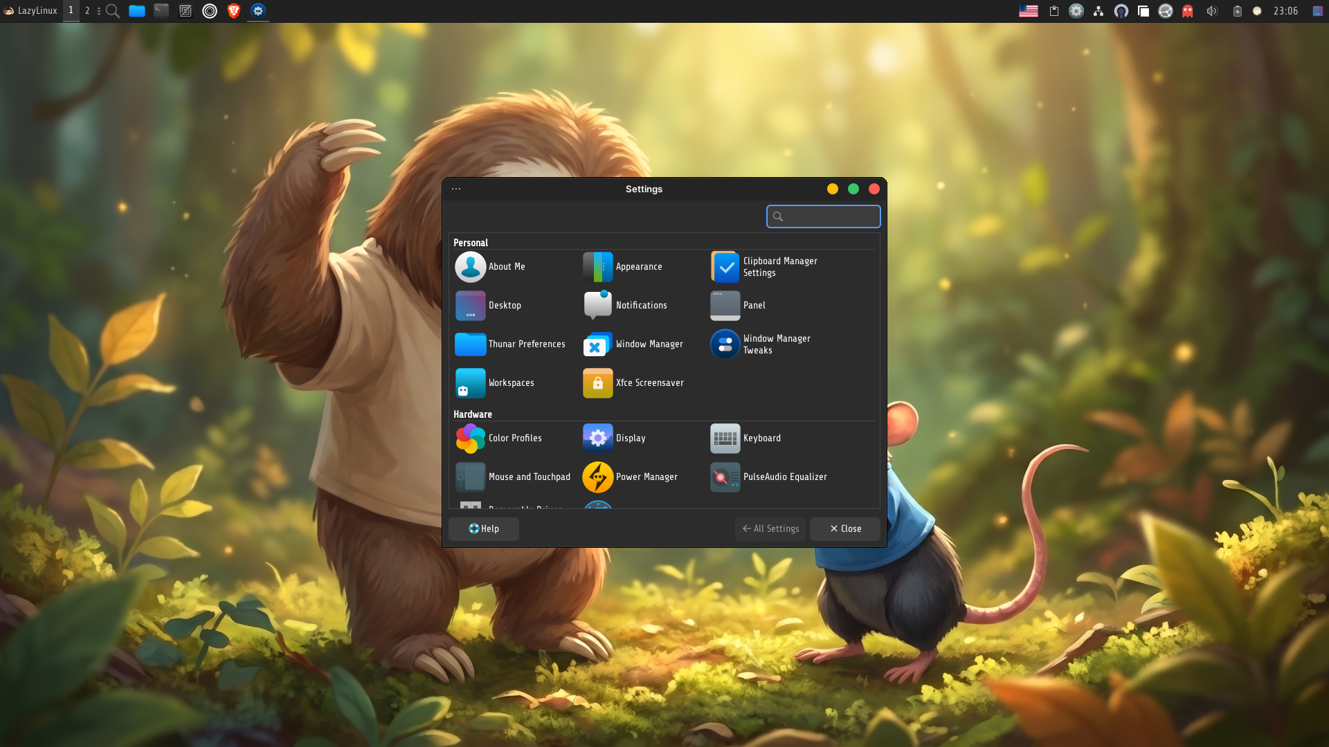 LazyLinux desktop screenshot: 2026 settings