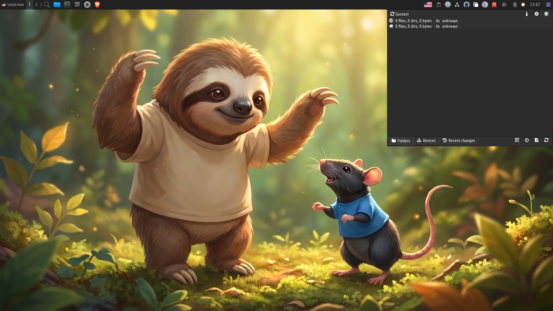 LazyLinux desktop screenshot: 2026 syncthing